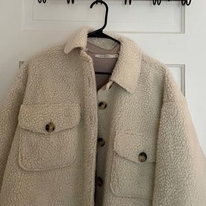 Ellison Cream Teddy Shacket Size S